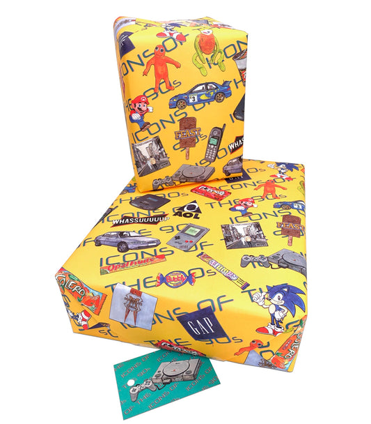 90's Retro Gift Wrap and Matching 'playstation' Gift Tag