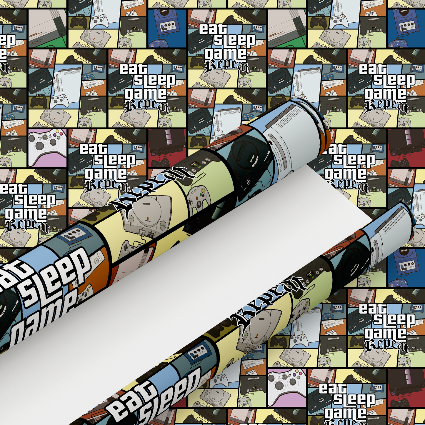 Gaming Wrapping Paper and Gift Tag - Rolled