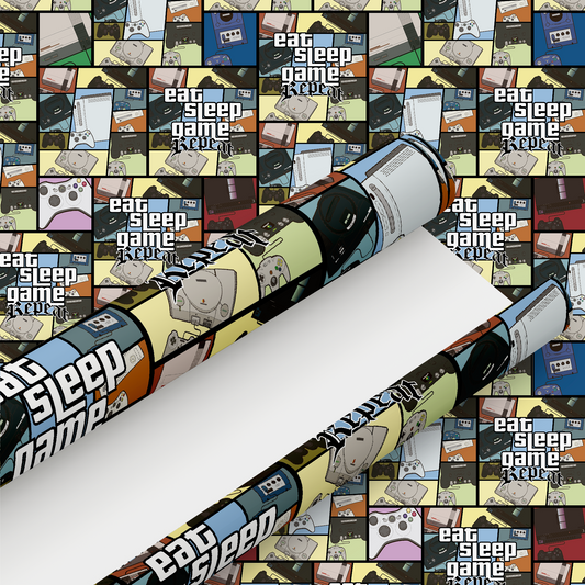 Grand Theft Auto Style Game Wrapping Paper and Gift Tag - Rolled