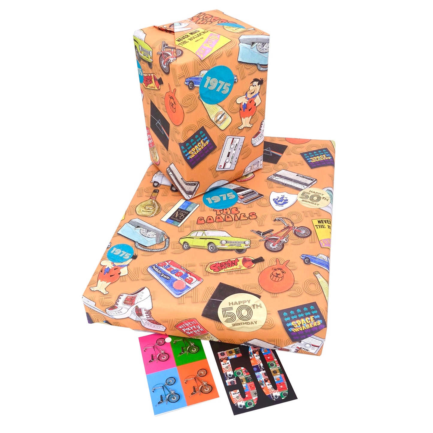 1975 Happy 50th Birthday Wrapping Paper and Tag
