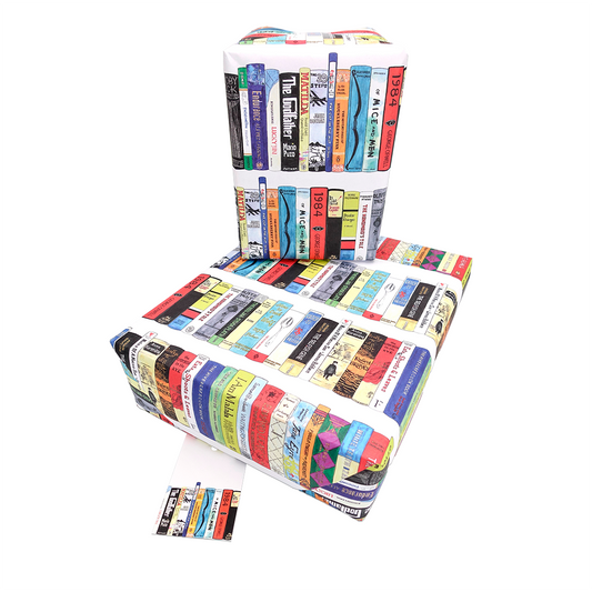 Books Wrapping Paper and Matching Gift Tag