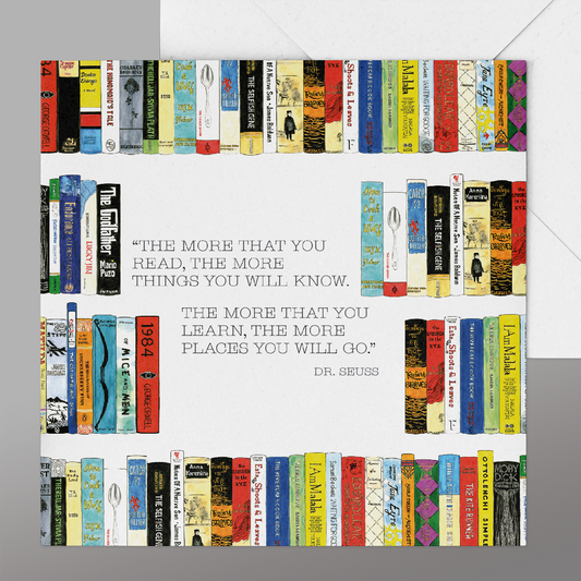 Book Card with Famous Quote. Fun Books Card