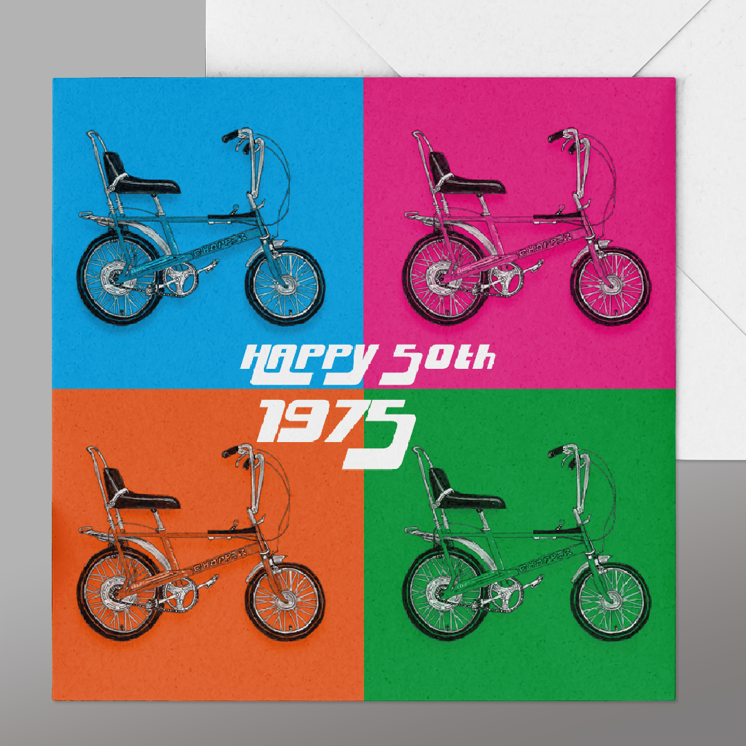 Happy 50th Birthday 1975 Retro Chopper Card