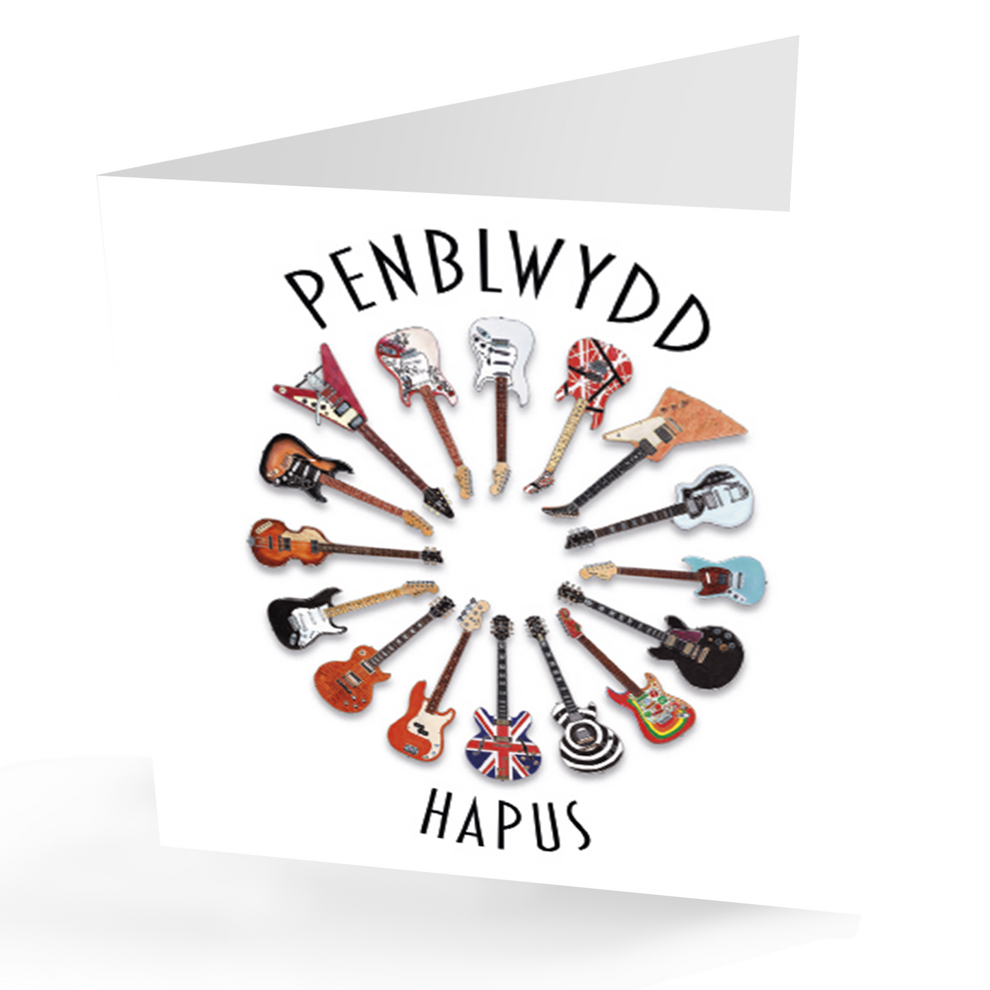 Penblwydd Hapus Guitar Card. Welsh Guitarist Happy Birthday card