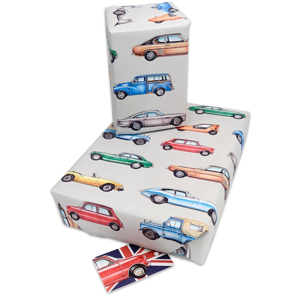 Classic Car Wrapping Paper and Matching Gift Tag