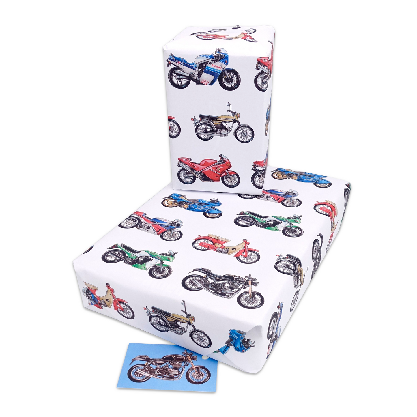 MotorBike Wrapping Paper and Matching Gift Tag