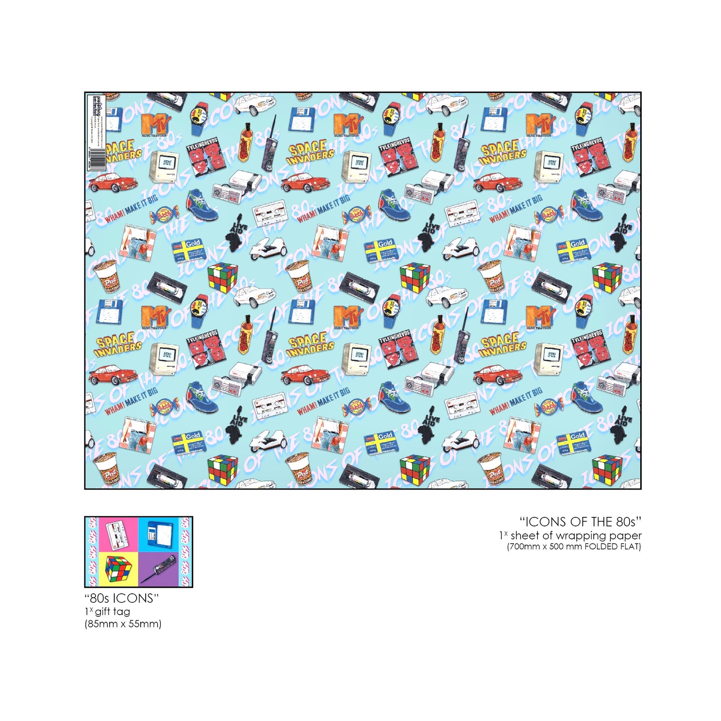80's Retro Gift Wrap and matching gift tag
