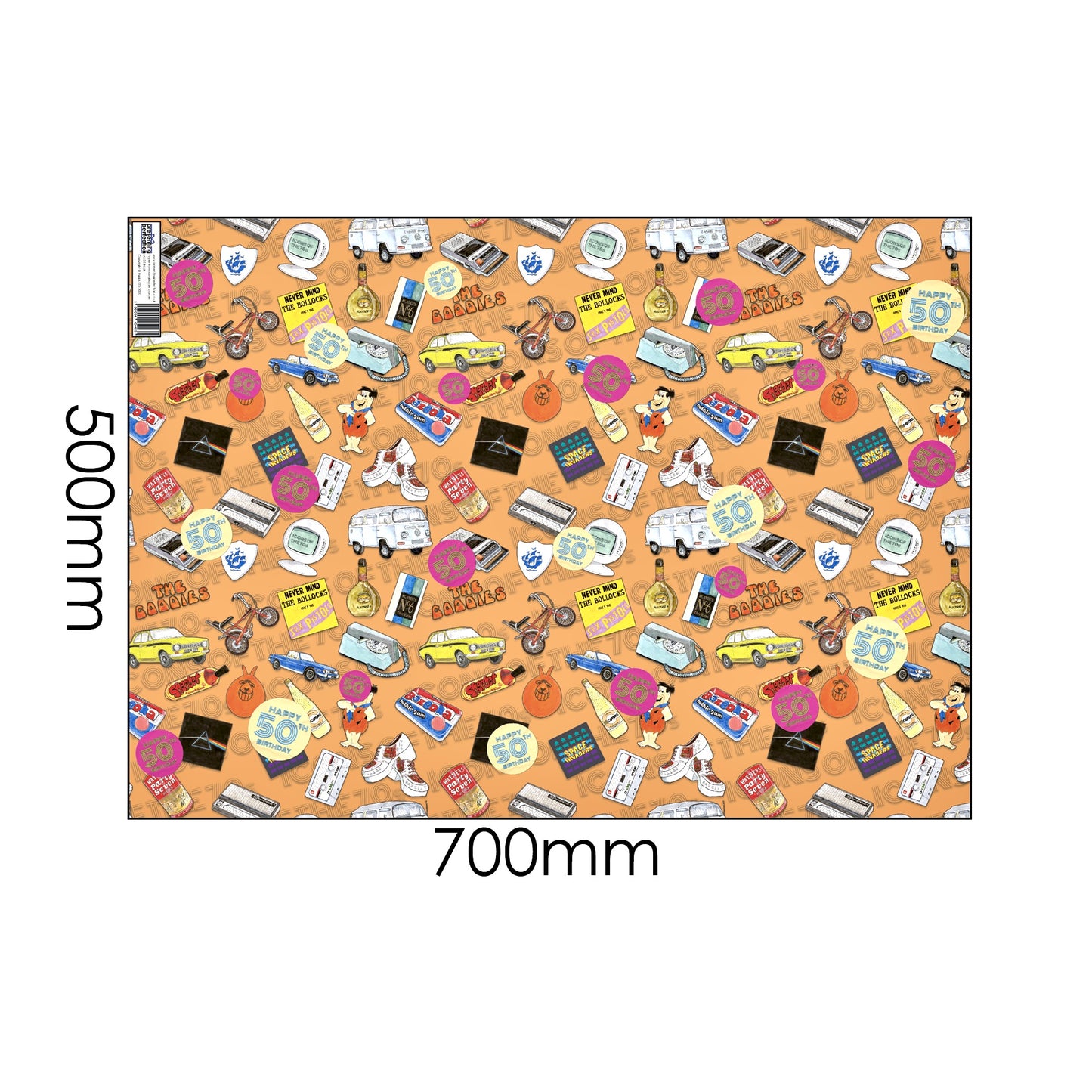 Happy 50th Birthday Wrapping Paper and Tag - Rolled