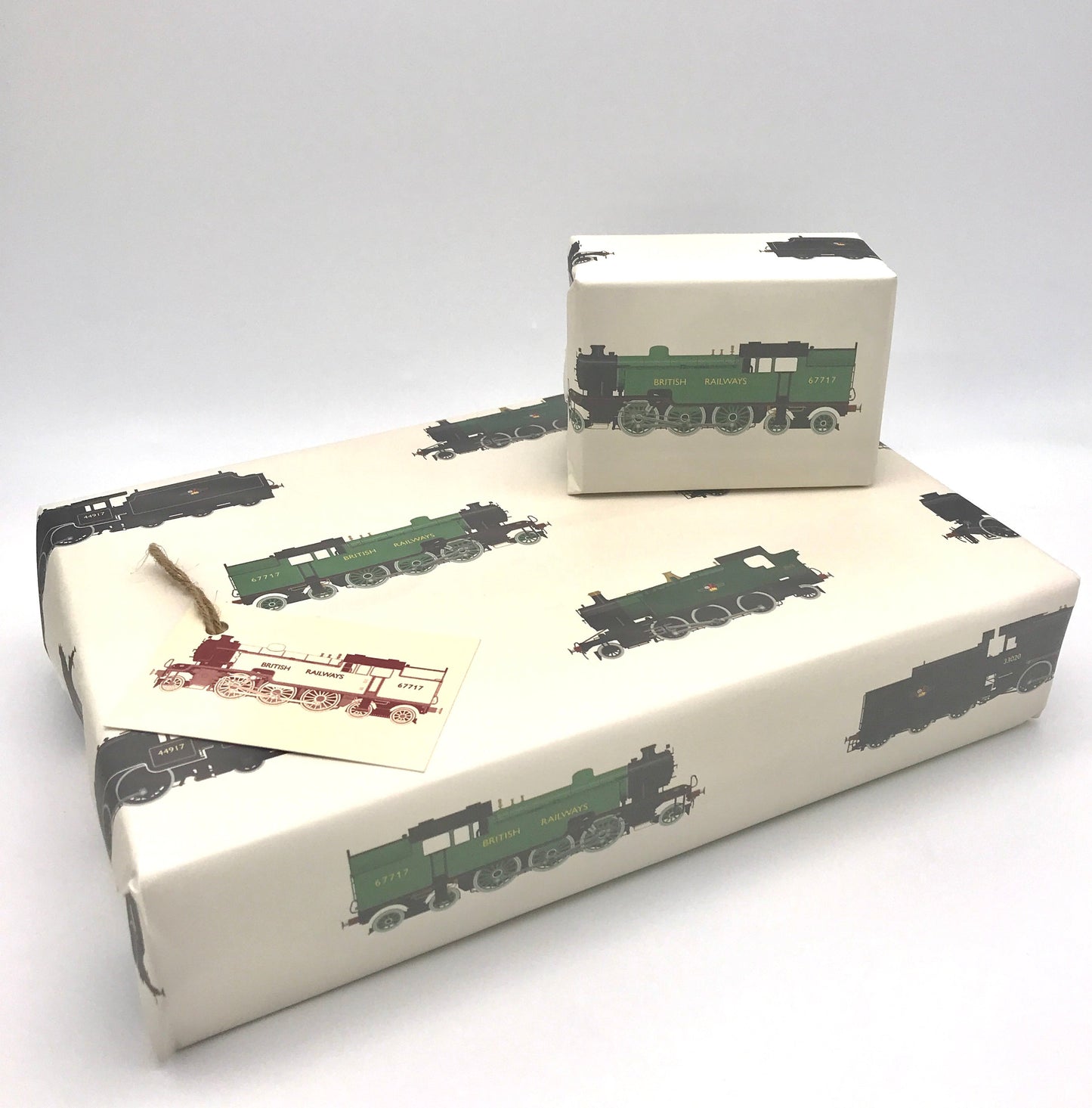 Classic British Steam Trains Gift Wrap and Matching Gift Tag - Rolled