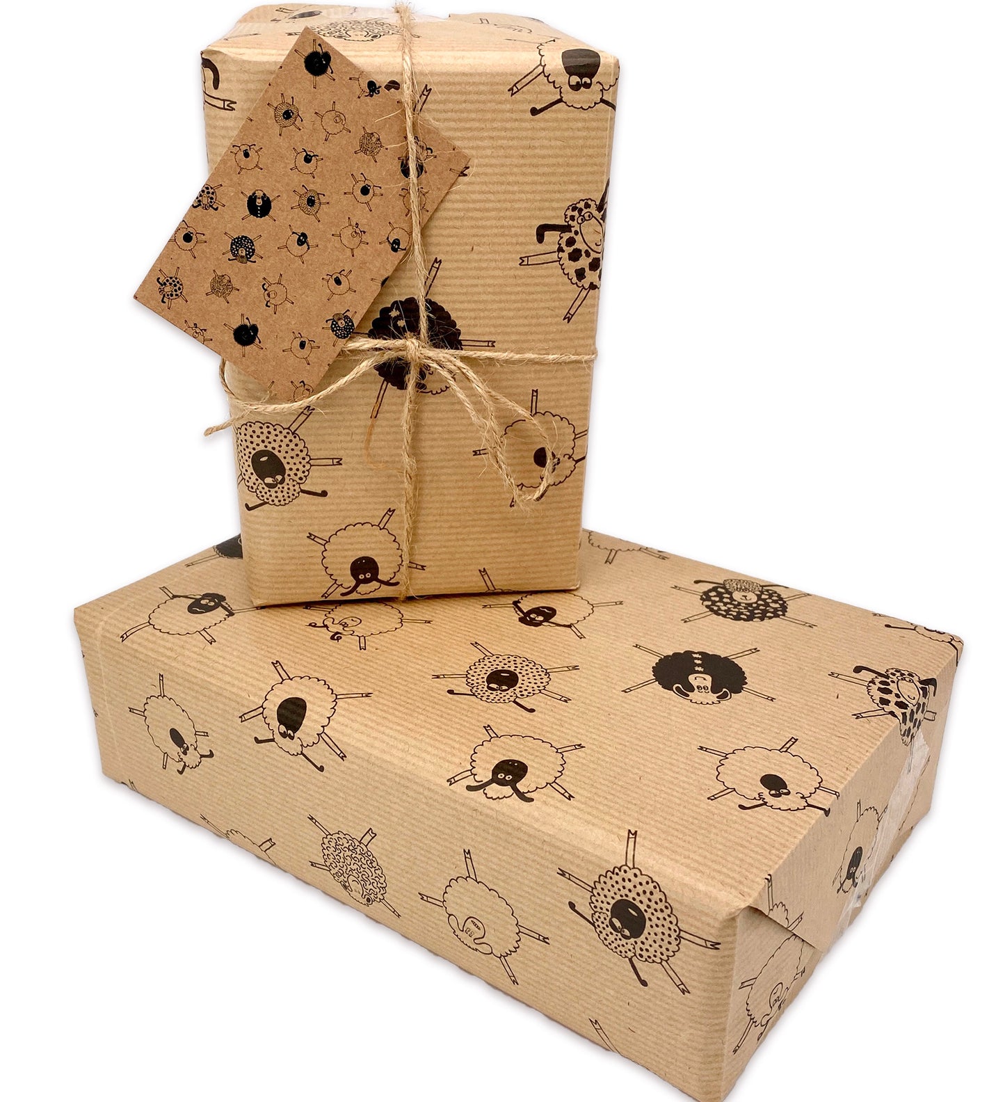 Fab Fun Sheep Kraft Wrapping Paper and Matching Tag