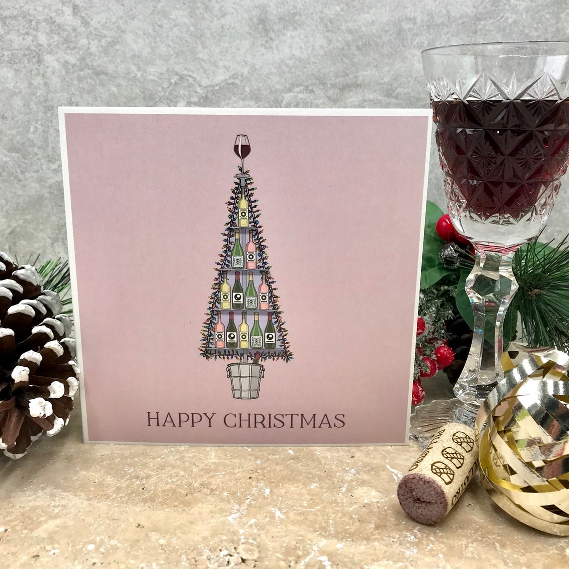 The Twelve Wines Of Christmas Greetings Card