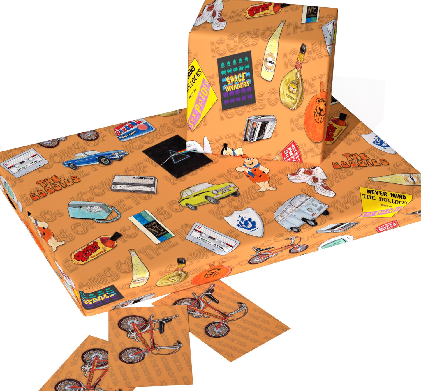 70's Retro Gift Wrap and Matching 'Chopper' Gift Tag - Rolled