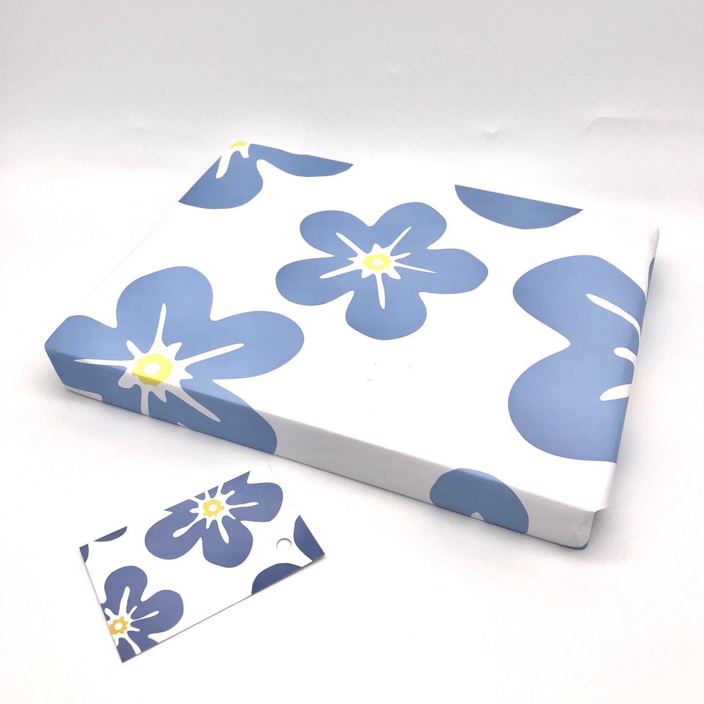 Contemporary Forget Me Not Gift Wrap and Matching Gift Tag