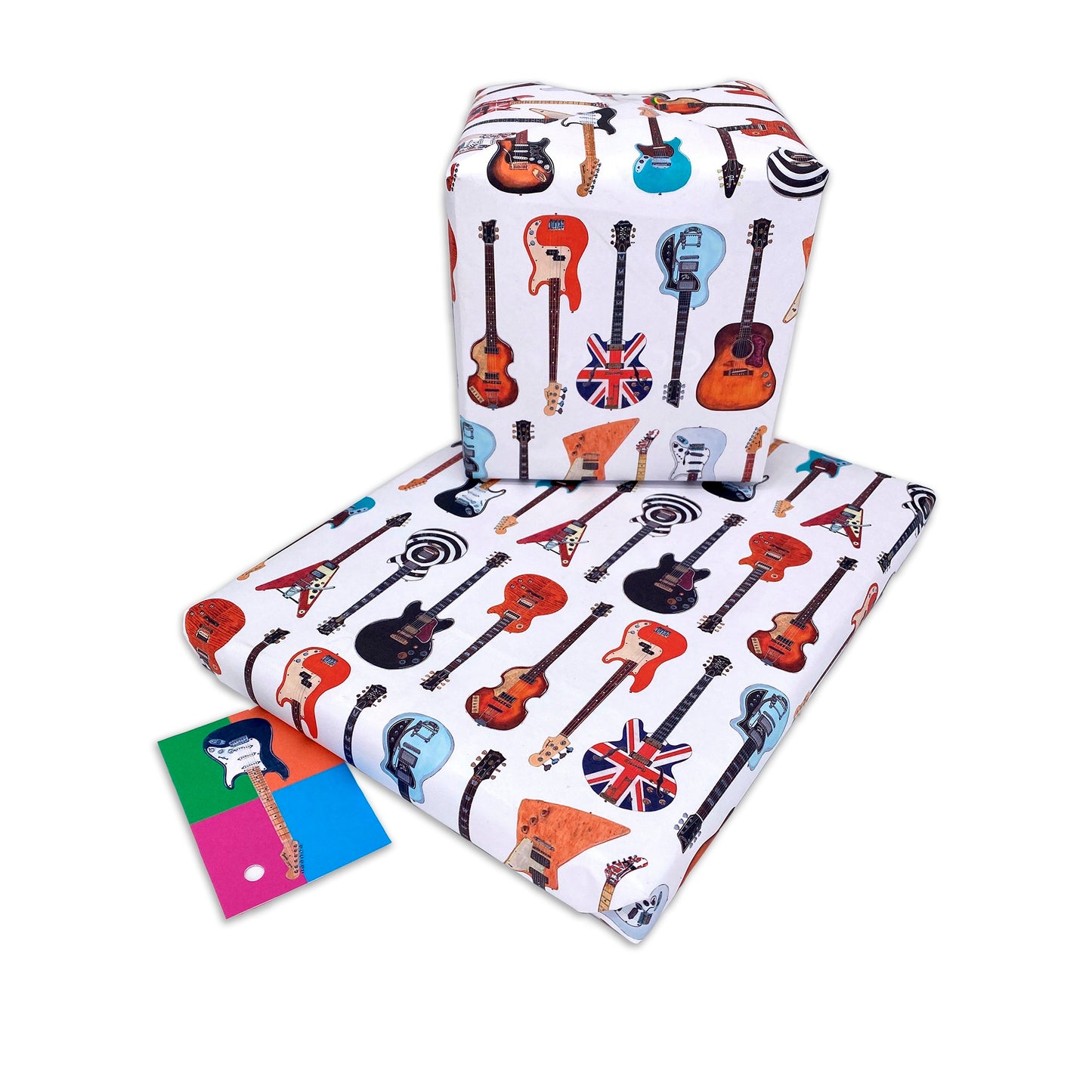 Classic Famous Guitars Retro Gift Wrap &  Gift Tag - Rolled
