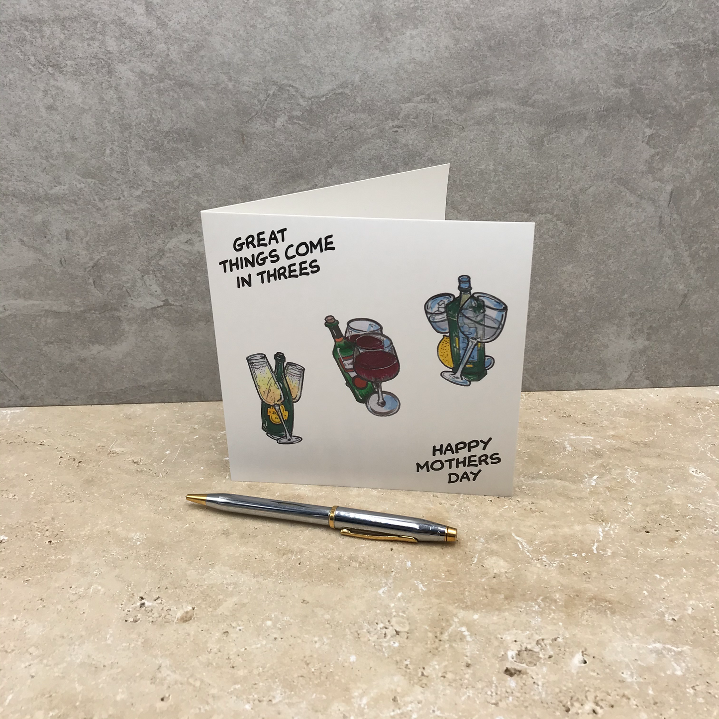 Drinks Mothers day card. Gentle Humour