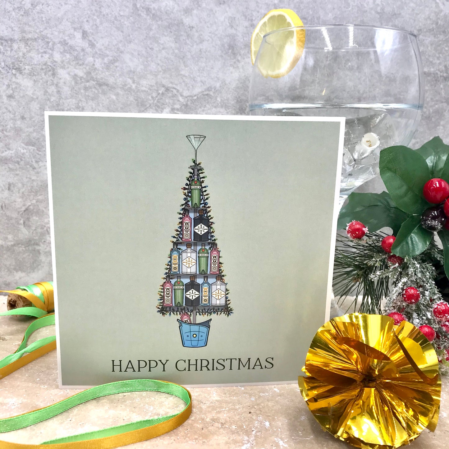 The Twelve Gins Of Christmas Greetings Card
