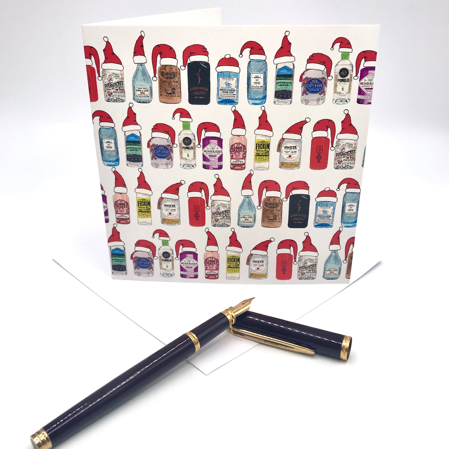 Hand Painted Craft Gin Christmas Card
