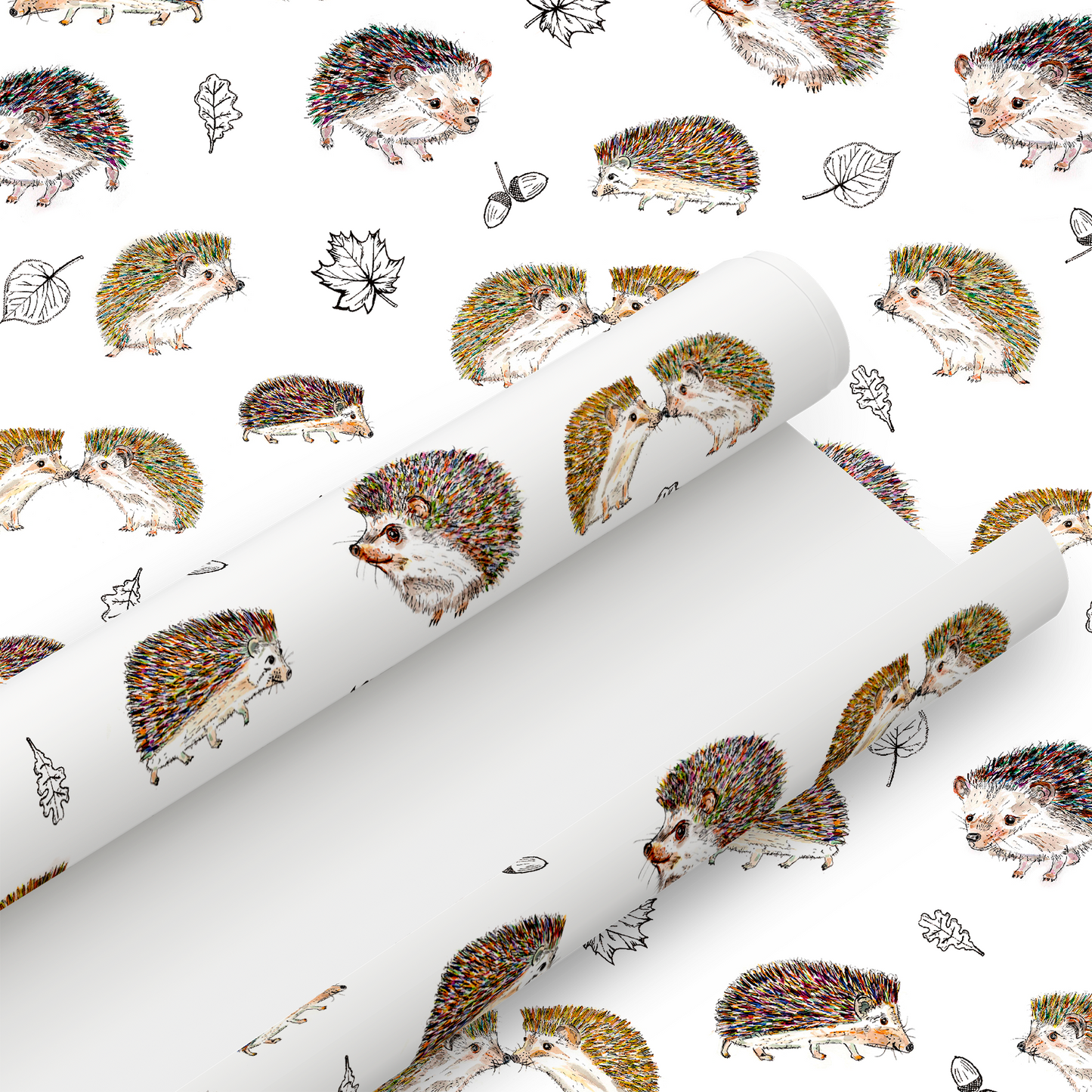 Hedgehog Design Wrapping Paper and Gift Tag (Small print error) - Rolled