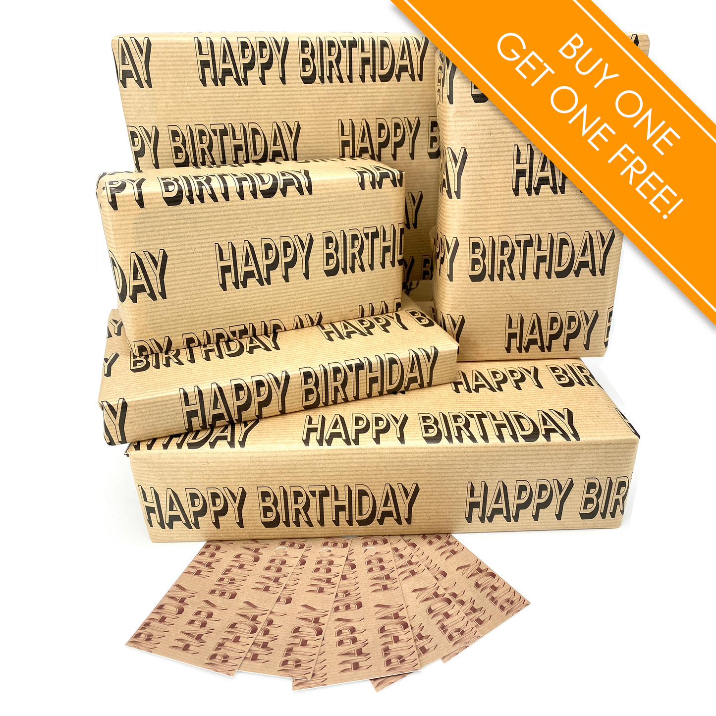 Happy Birthday Wrapping Paper and Matching Gift Tag
