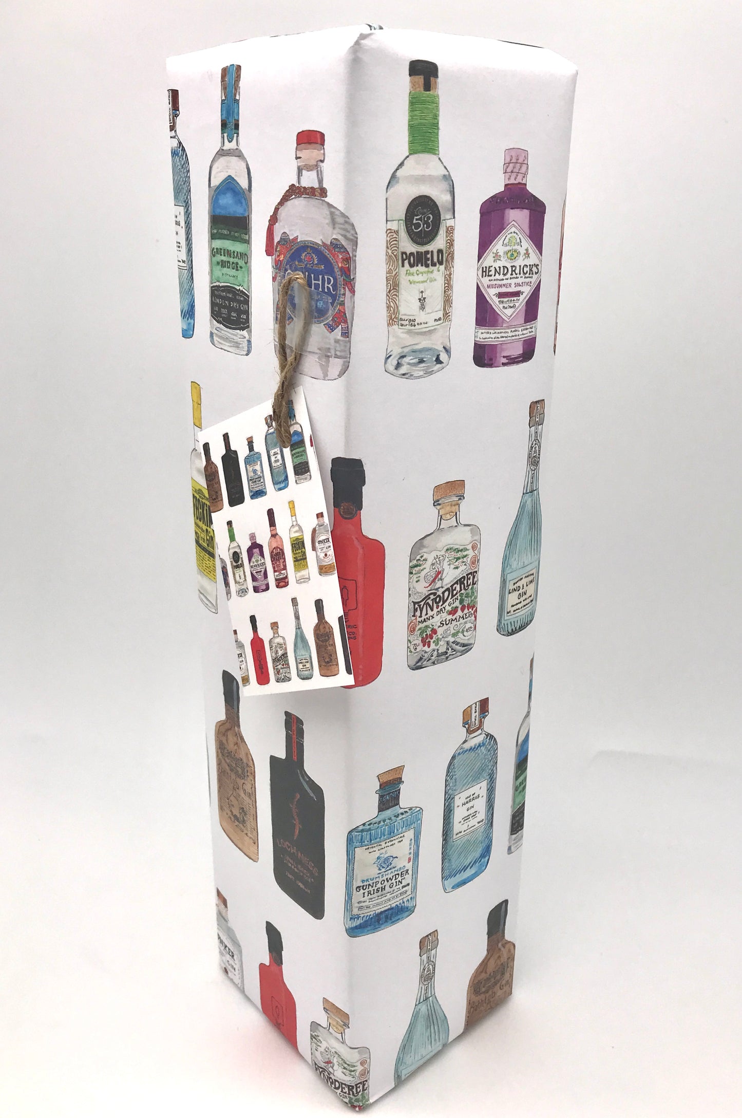 Gin Wrapping Paper and Matching Gift Tag