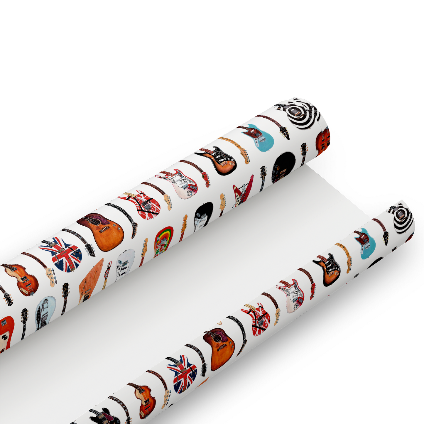 Classic Famous Guitars Retro Gift Wrap & Gift Tag - Rolled