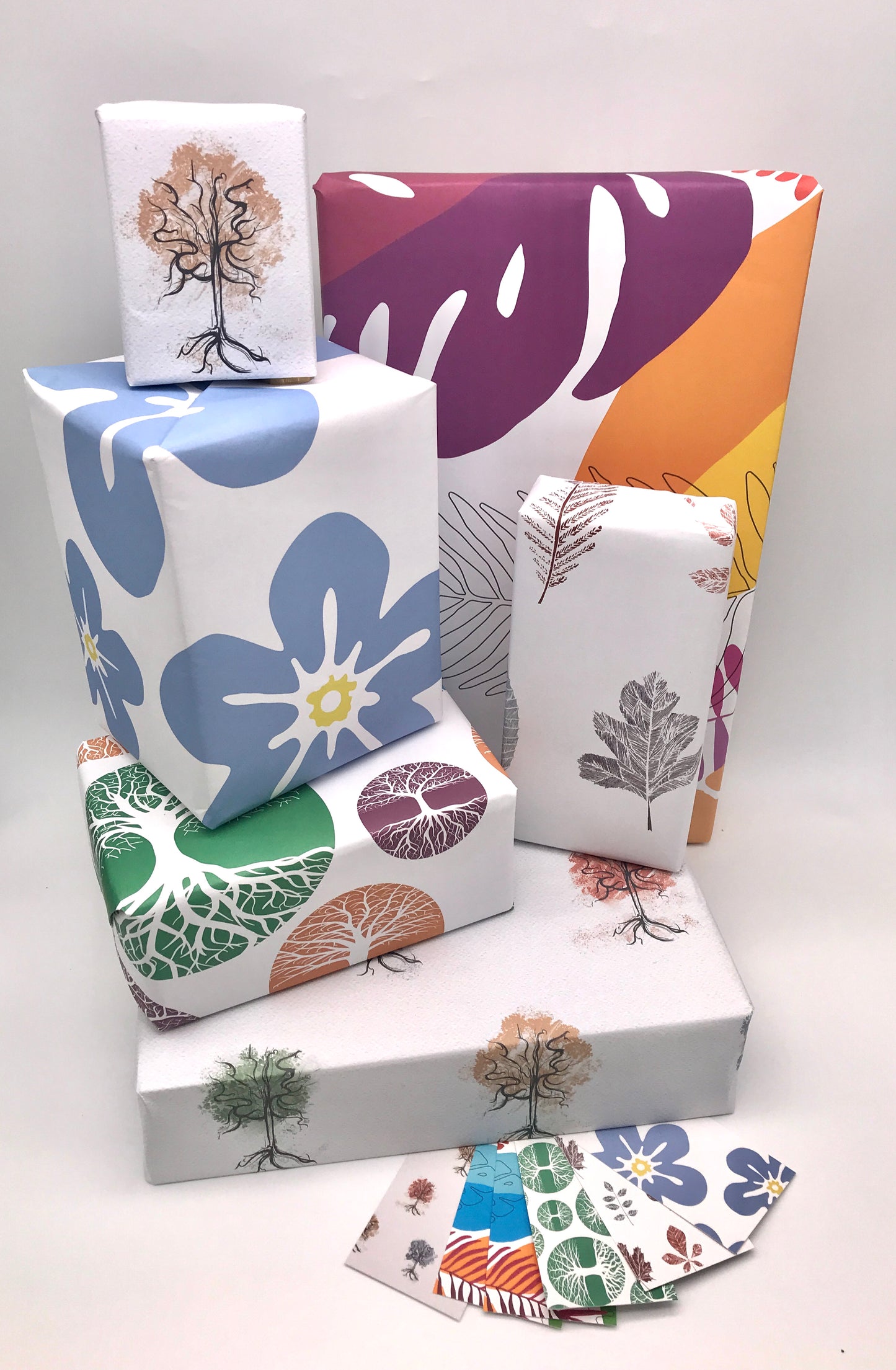 Contemporary Tree Skeleton Gift Wrap and Matching Gift Tag