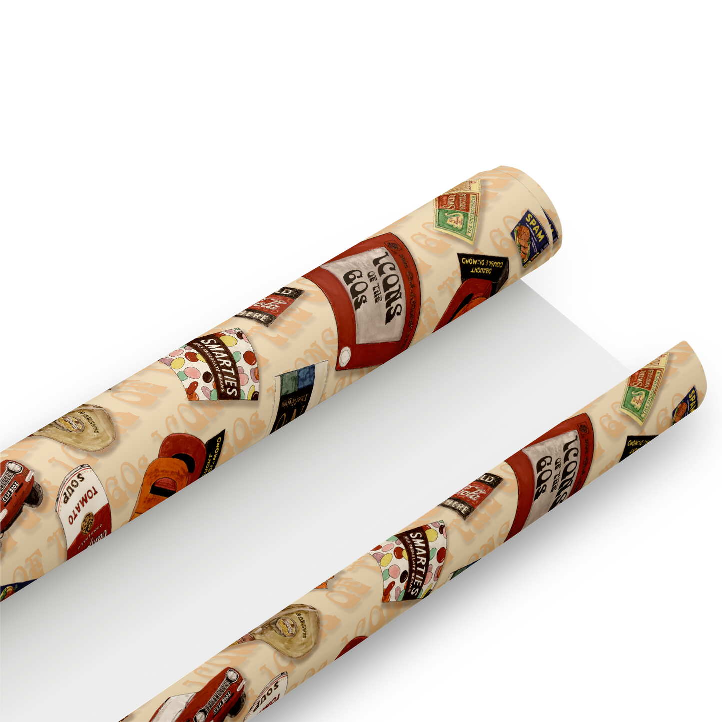 60's Retro Gift Wrap and Matching 'Mini Cooper' Gift Tag - Rolled