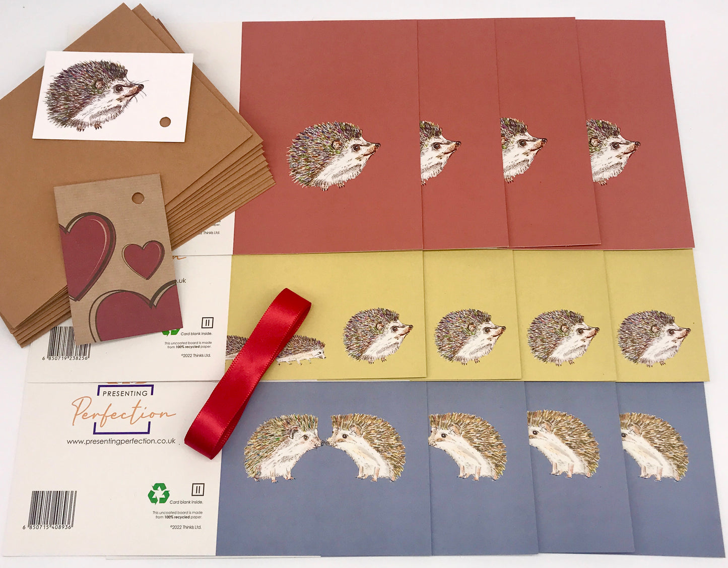 Hedgehog 12 x Greeting Card Eco Gift Set.