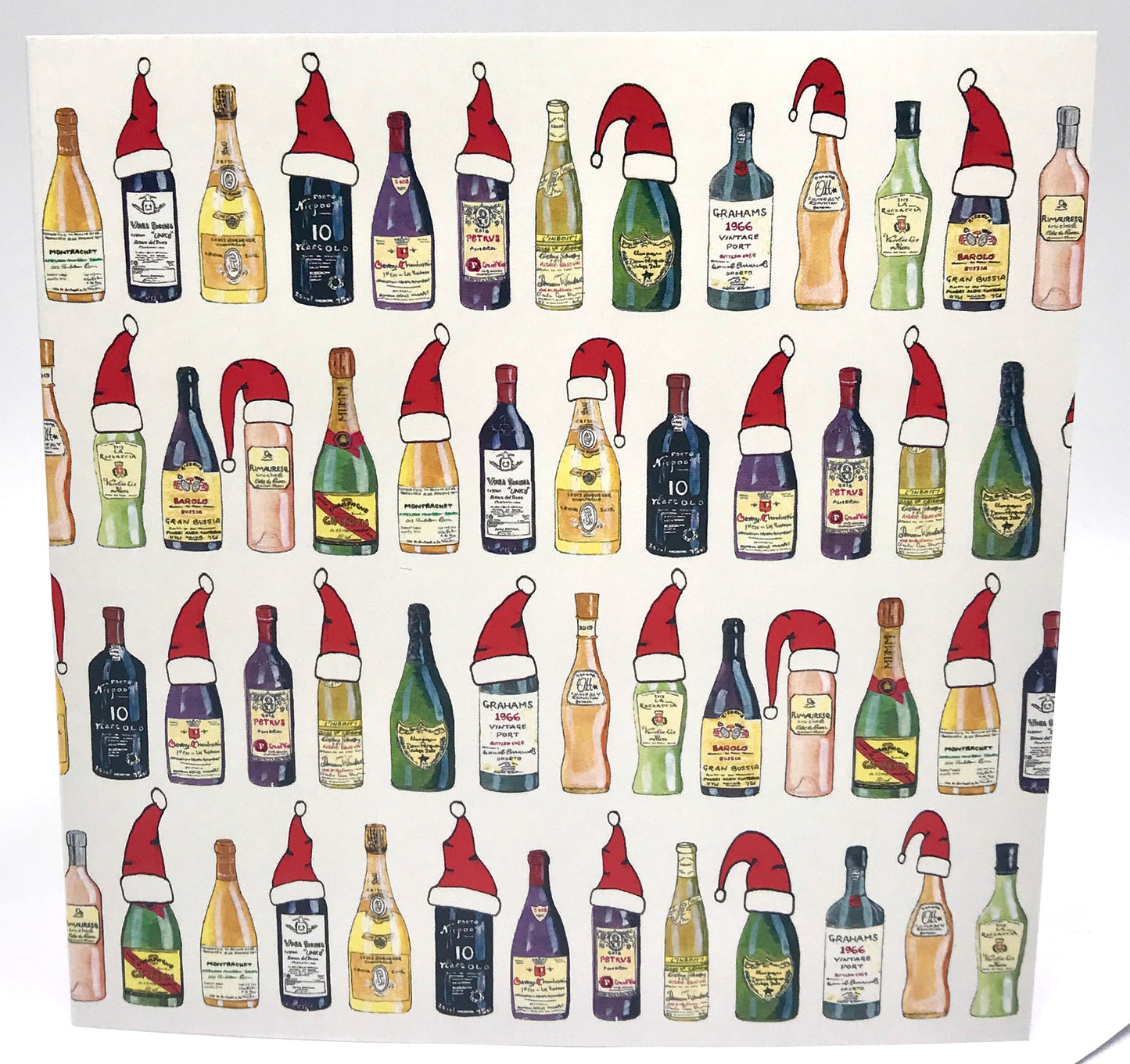 Hand Painted Classic Wines Christmas Card
