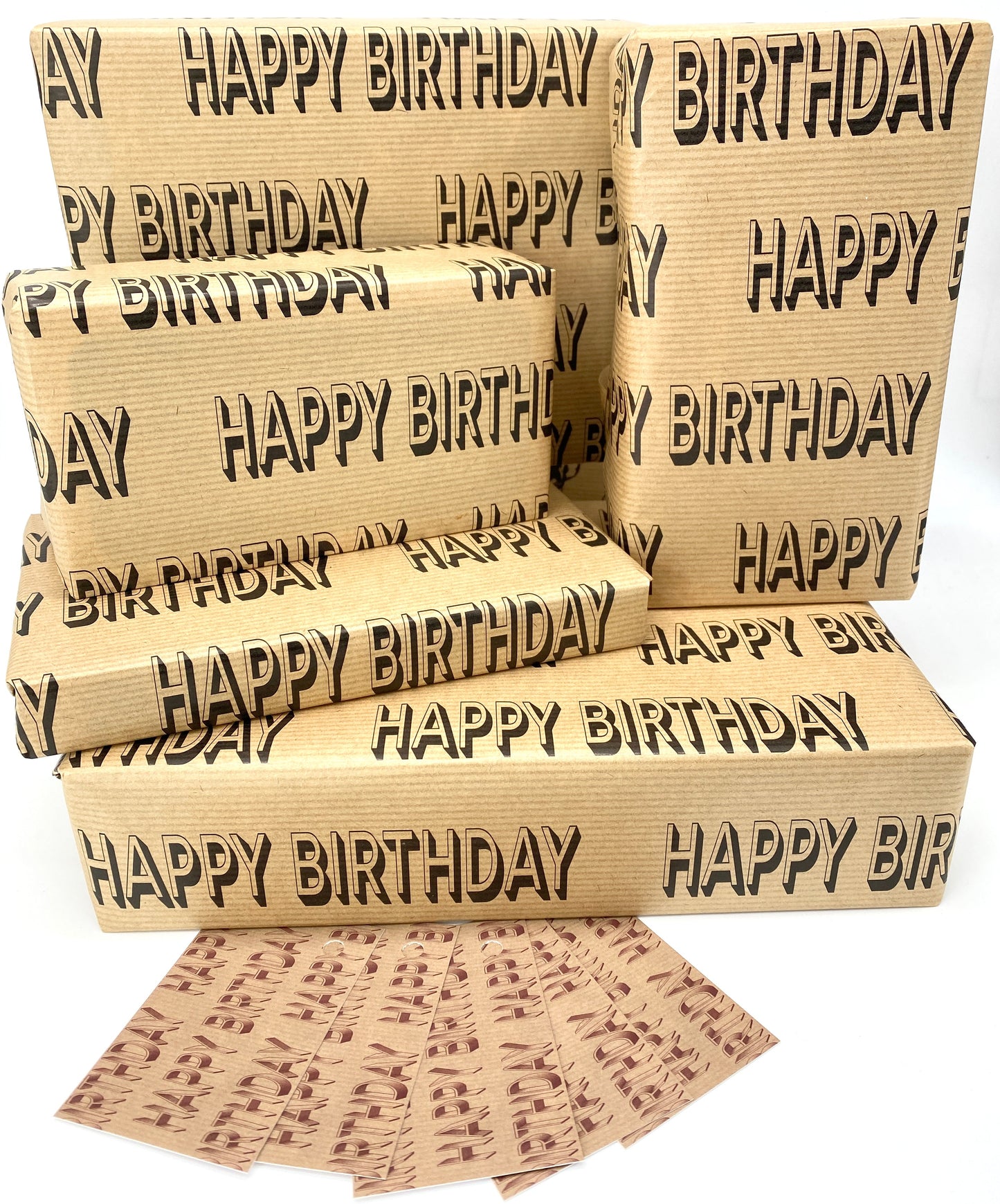 Happy Birthday Wrapping Paper and Matching Gift Tag - Rolled