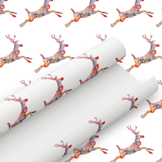Scandi Reindeer Christmas wrap & Tag - Rolled