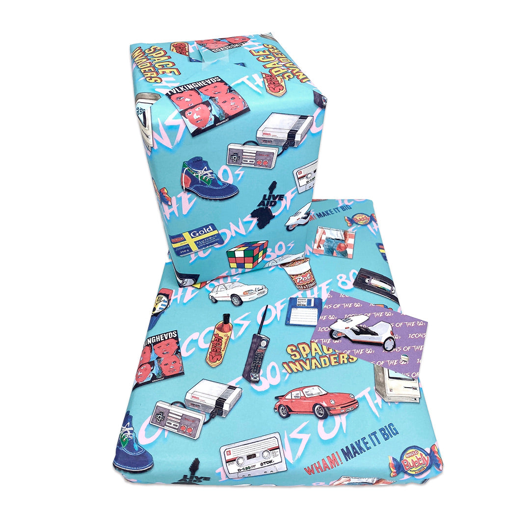 80's Retro Gift Wrap and matching gift tag