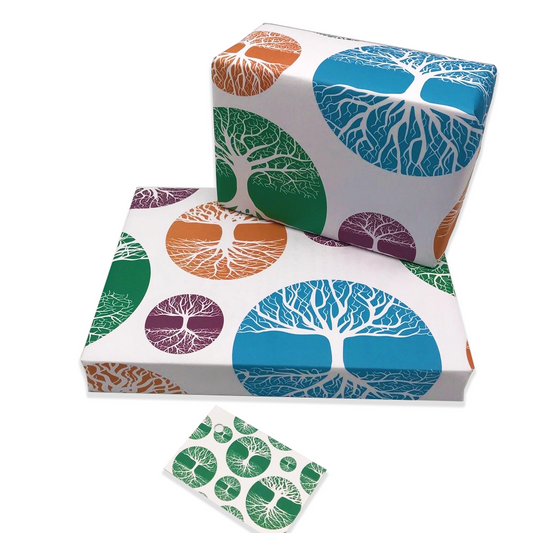 Contemporary Tree Skeleton Gift Wrap and Matching Gift Tag