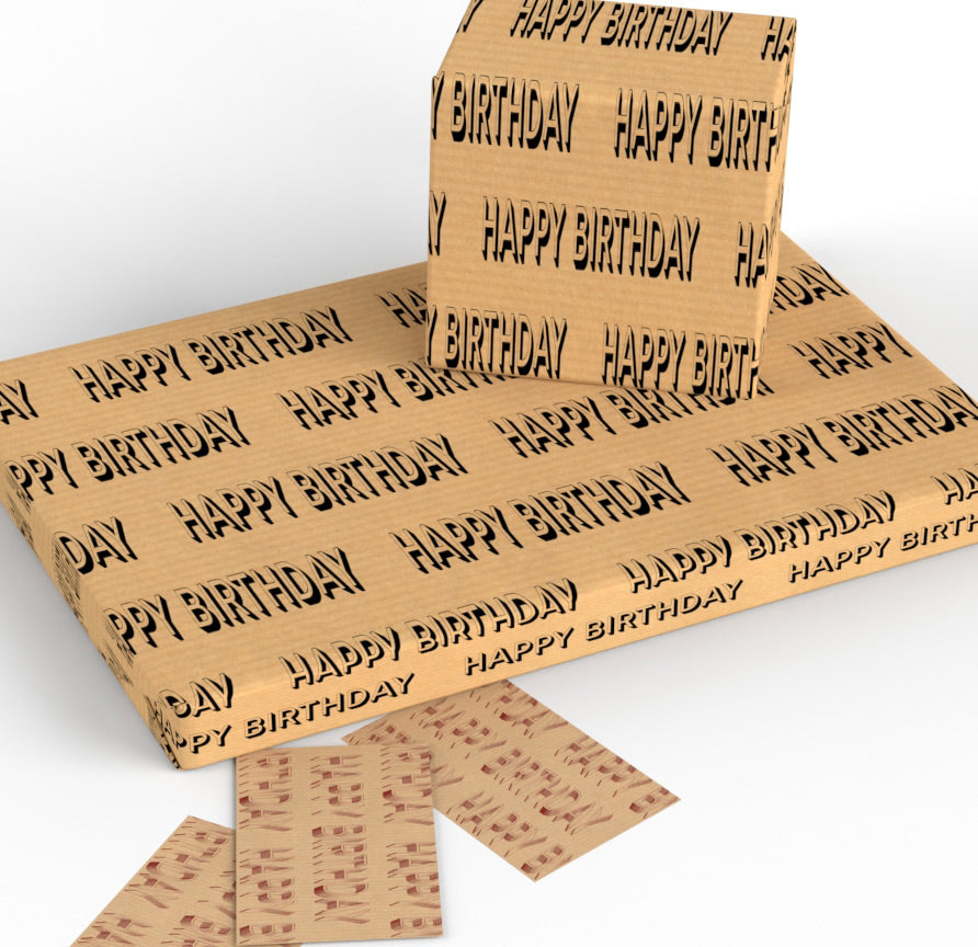 Happy Birthday Wrapping Paper and Matching Gift Tag - Rolled