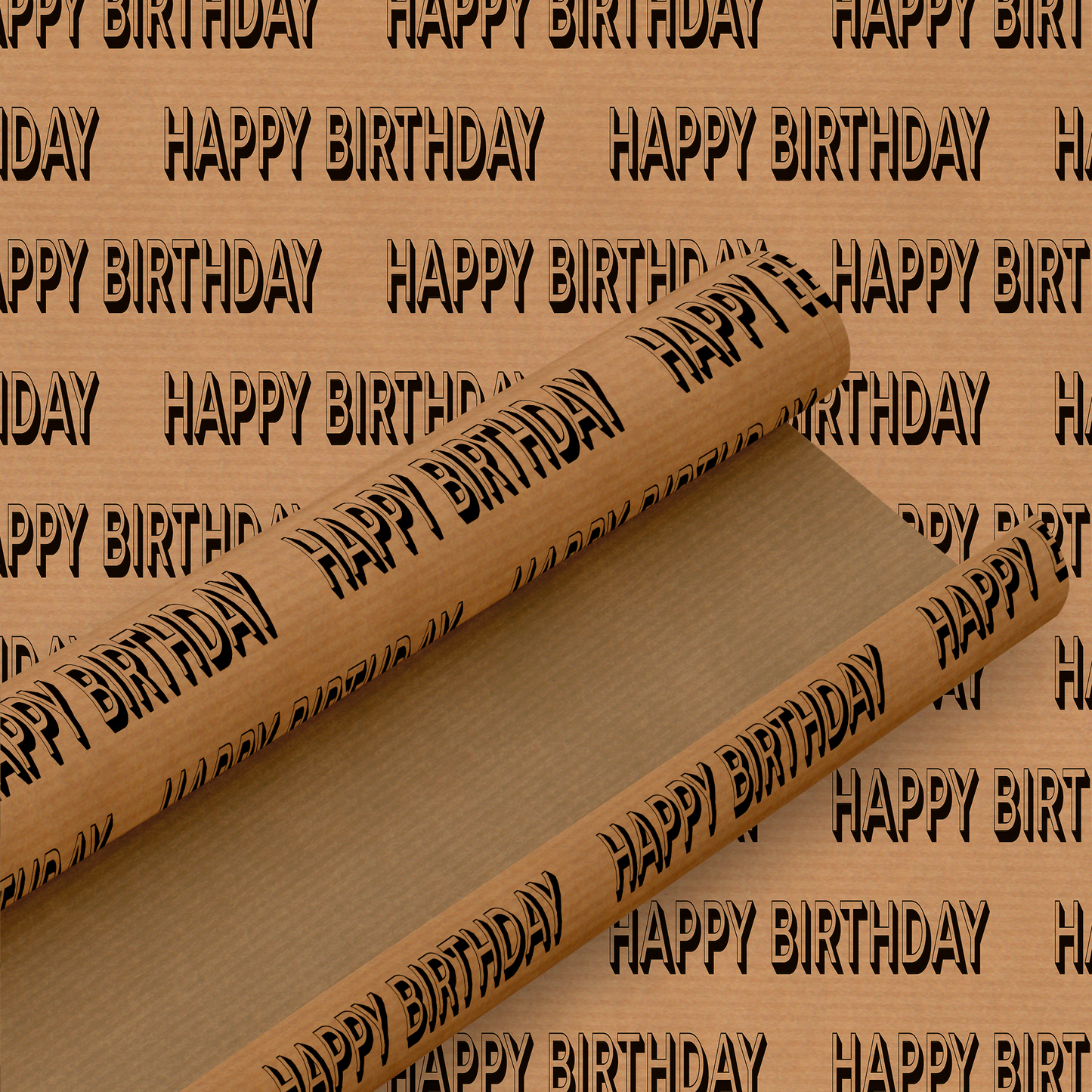 Happy Birthday Wrapping Paper and Matching Gift Tag - Rolled