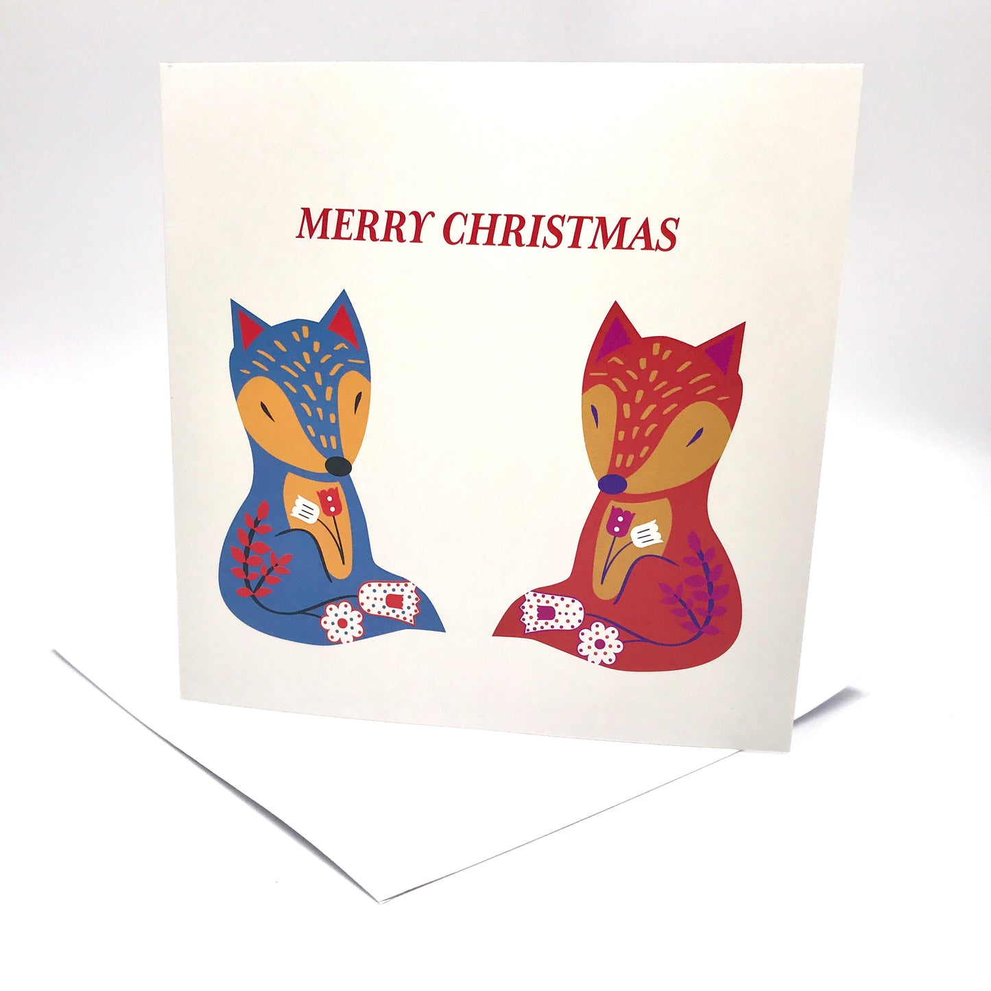 Cute Scandi Foxes 'Merry Christmas' Card