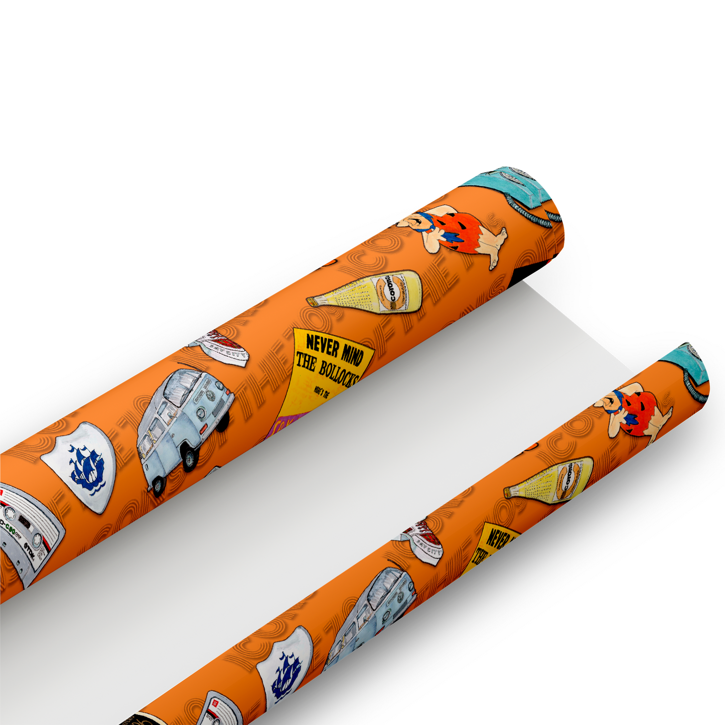 70's Retro Gift Wrap and Matching 'Chopper' Gift Tag - Rolled