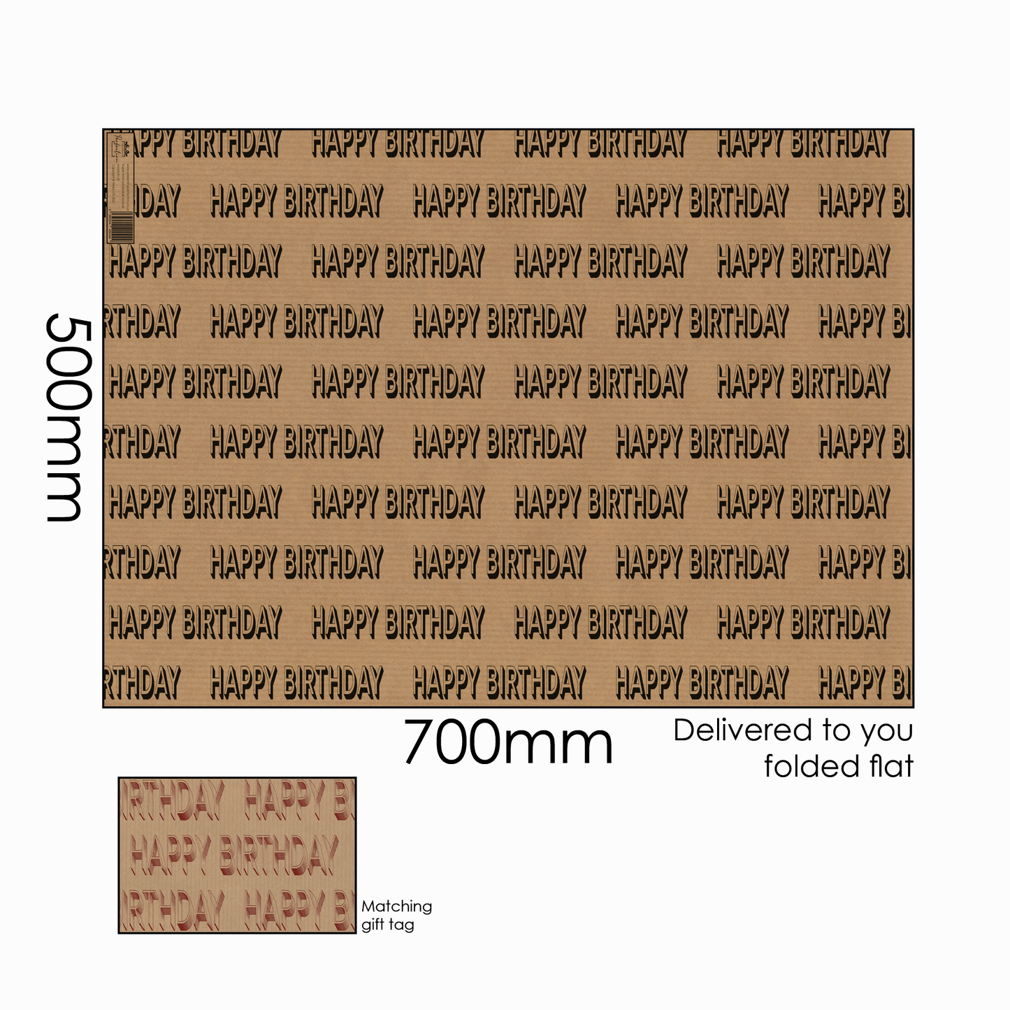 Happy Birthday Wrapping Paper and Matching Gift Tag