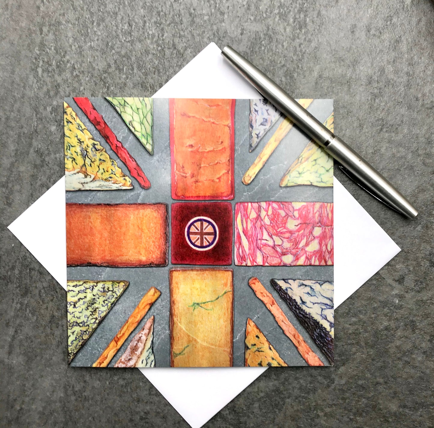 Hand Drawn Union Jack of Cheese Greetings Card