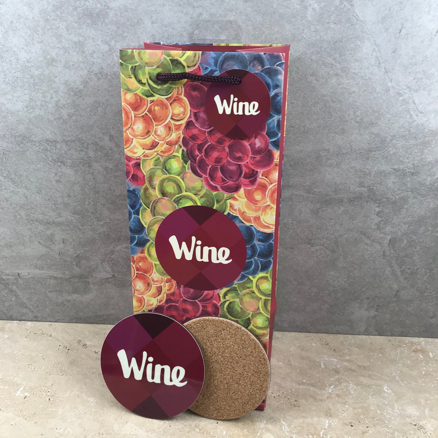 Wine '5-A-Day' Cork Backed Coaster