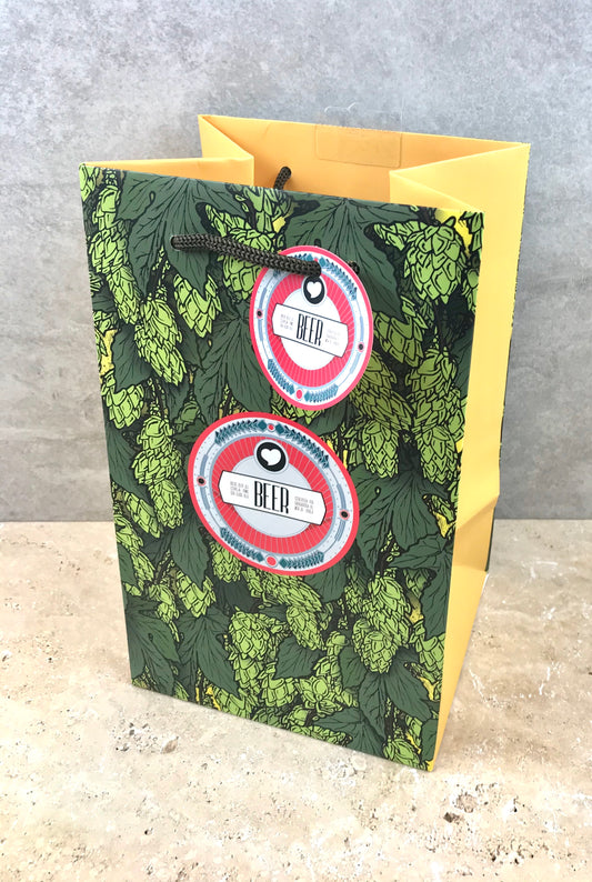 Beer gift bag, holds 4 x 500cl bottles or 8 x 330cl cans perfectly