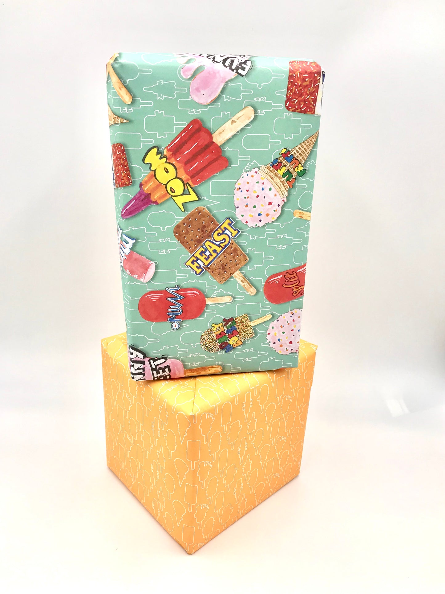 Printed Both Sides Retro Lollies Wrap and Matching Tag