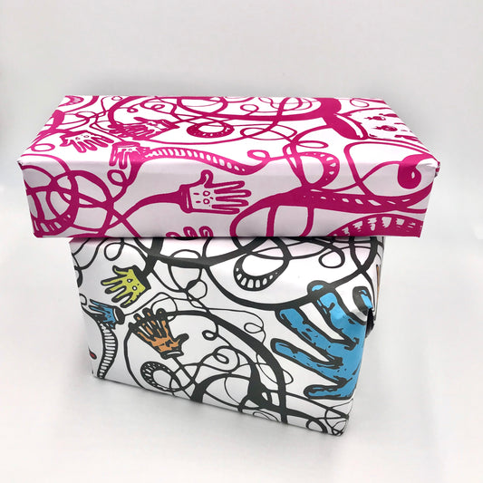 'Comic Hands' Reverse Printed Gift Wrap and Matching Tag