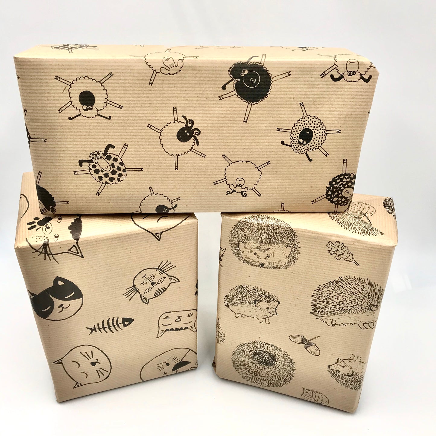 Cat Wrap. Caricature Cat Wrapping Paper and Matching Gift Tag