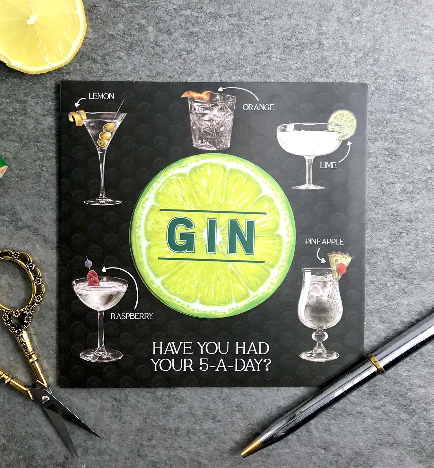 Fun Gin Card '5 a day' & Lime gin magnet