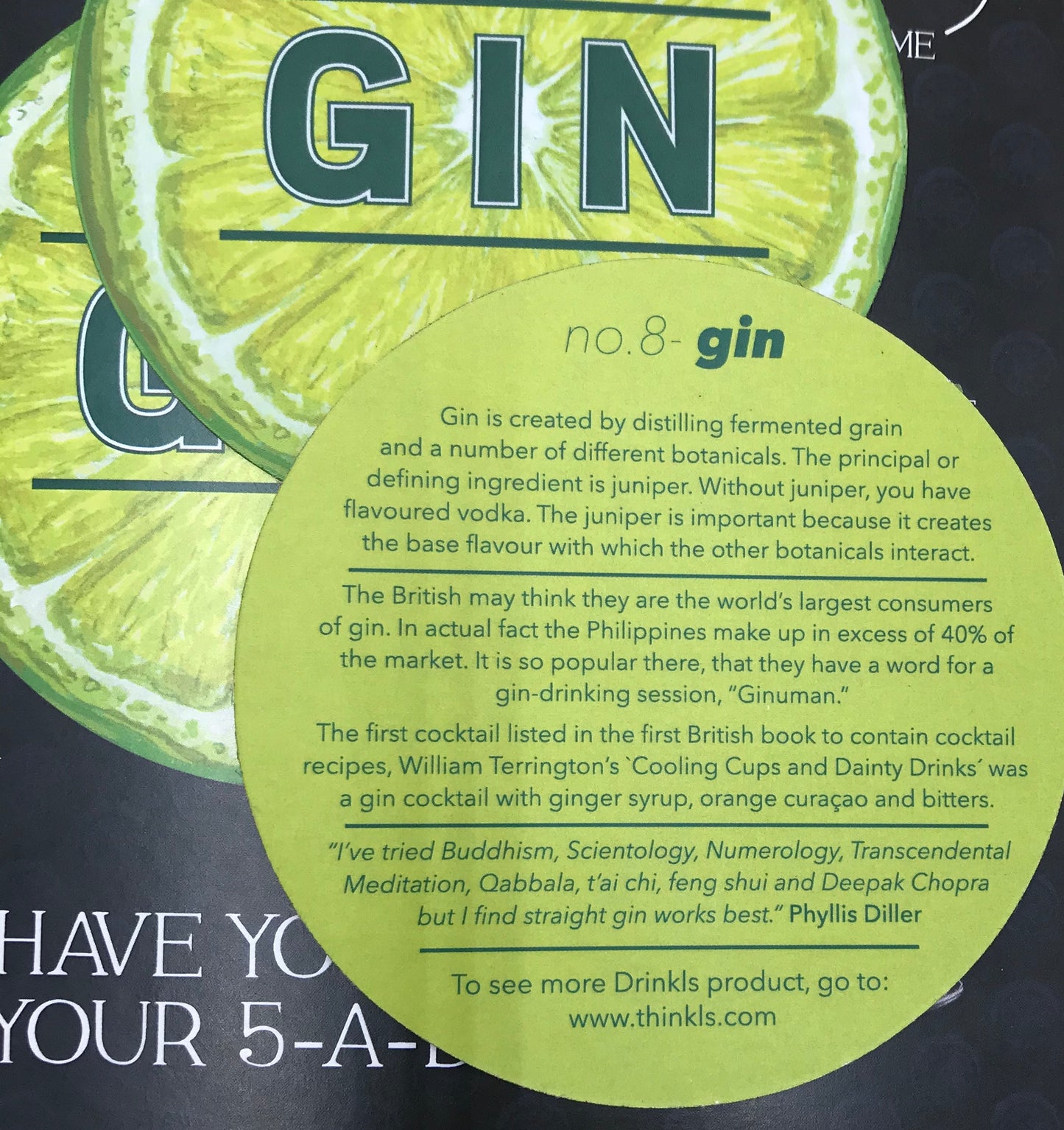 Fun Gin Card '5 a day' & Lime gin magnet