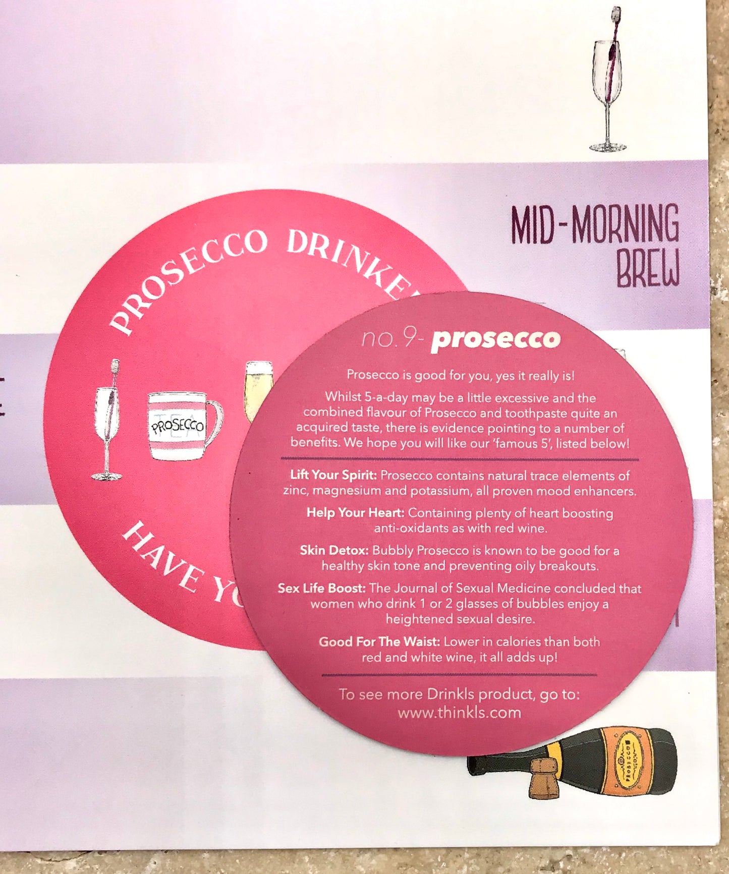 '5 A Day' Prosecco Card inc Fridge Magnet