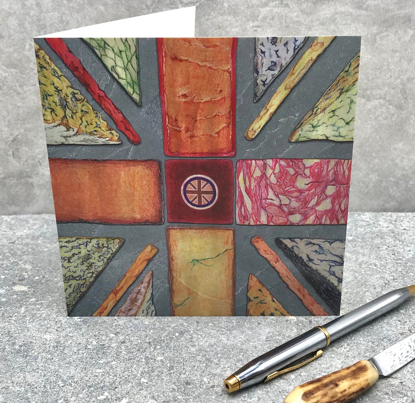 Hand Drawn Union Jack of Cheese Greetings Card