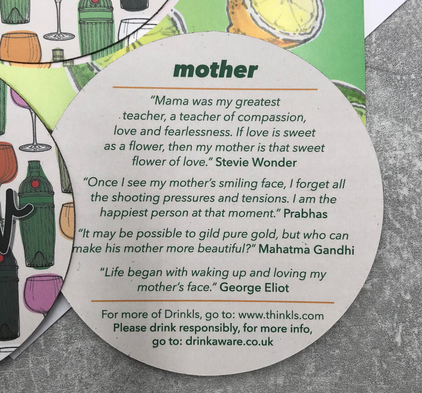 'Mother' Card, Perfect for Gin Loving Mum