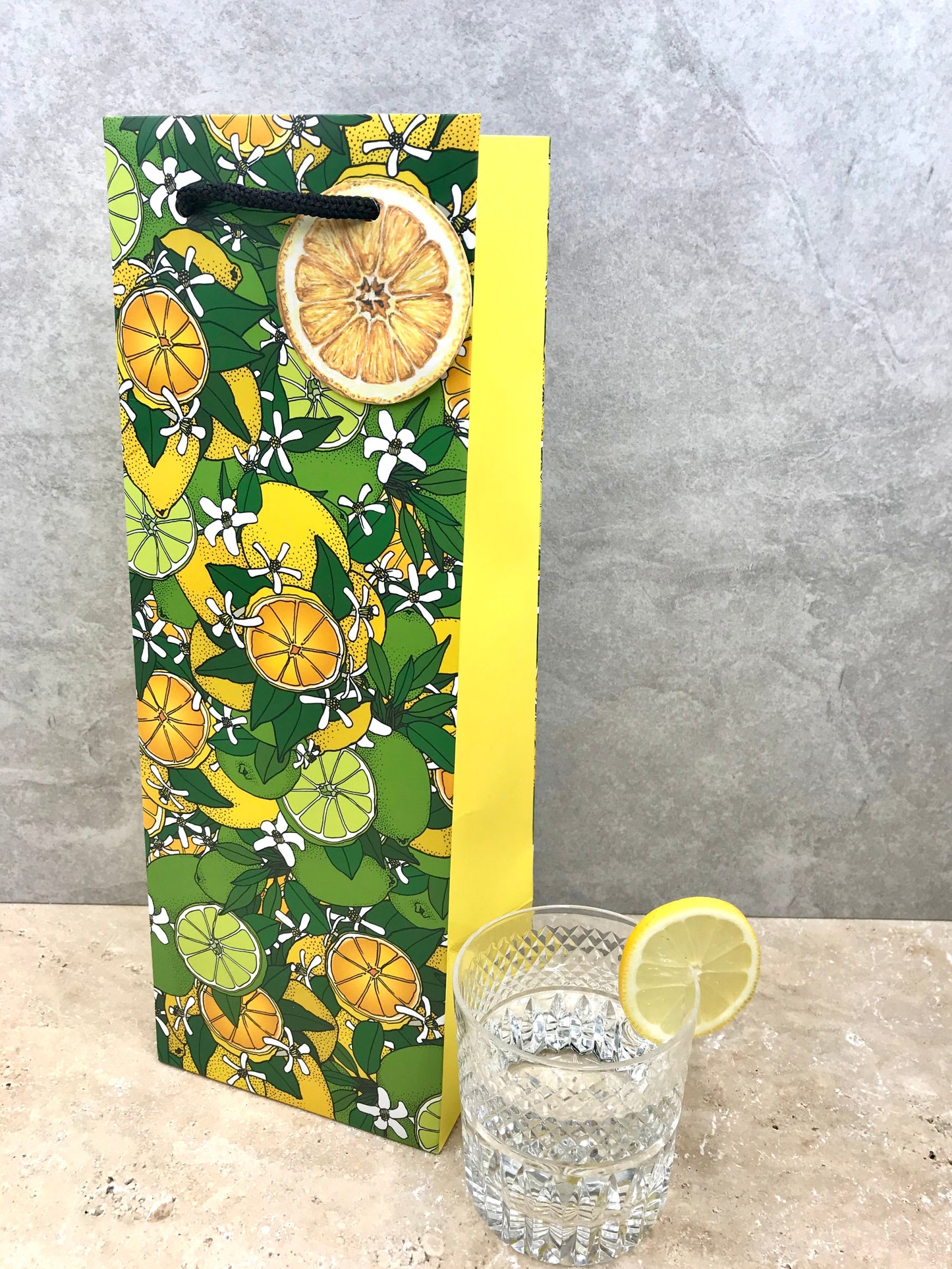 'Lemons & Limes' Single bottle gift bag